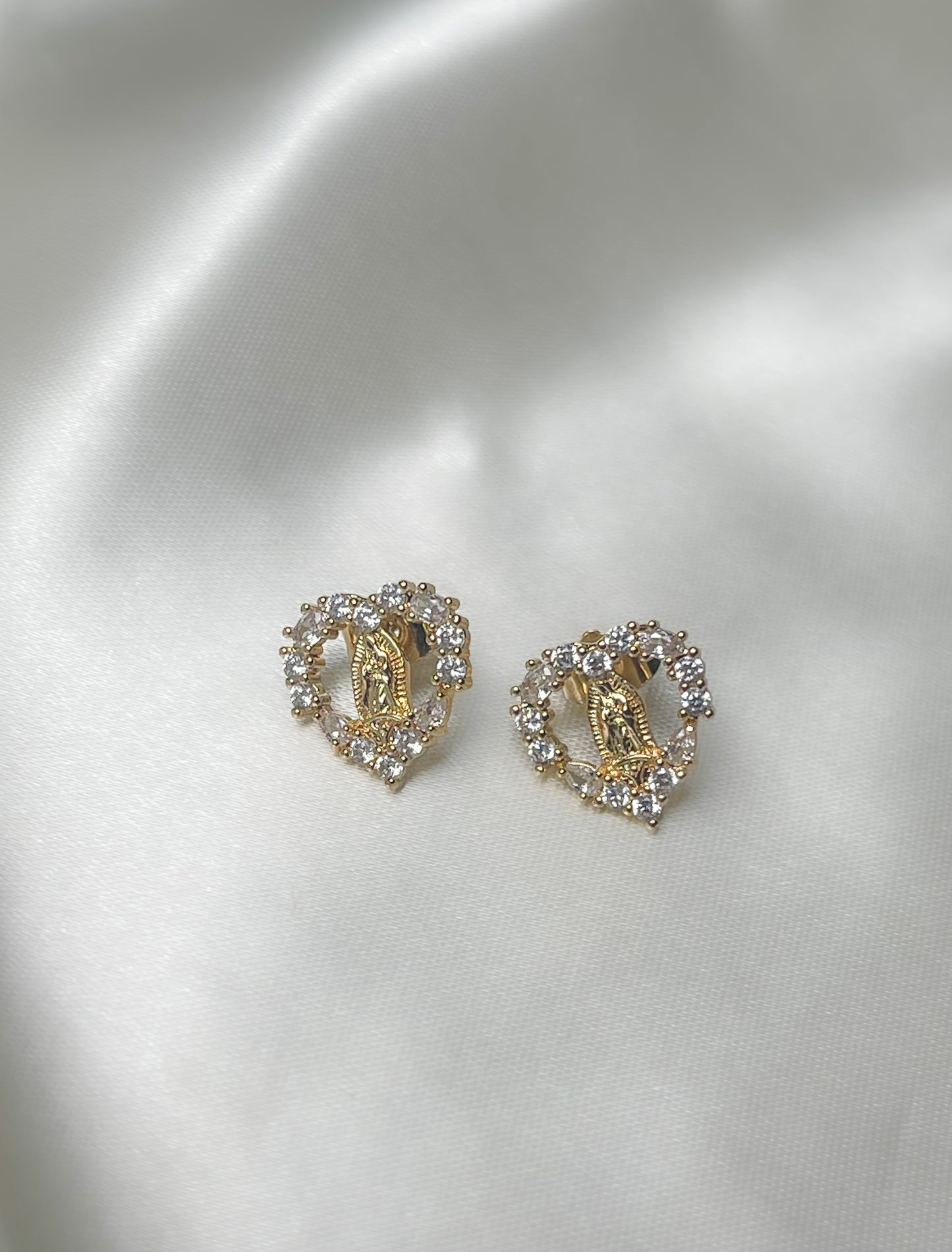 Virgin Mary Heart Earrings