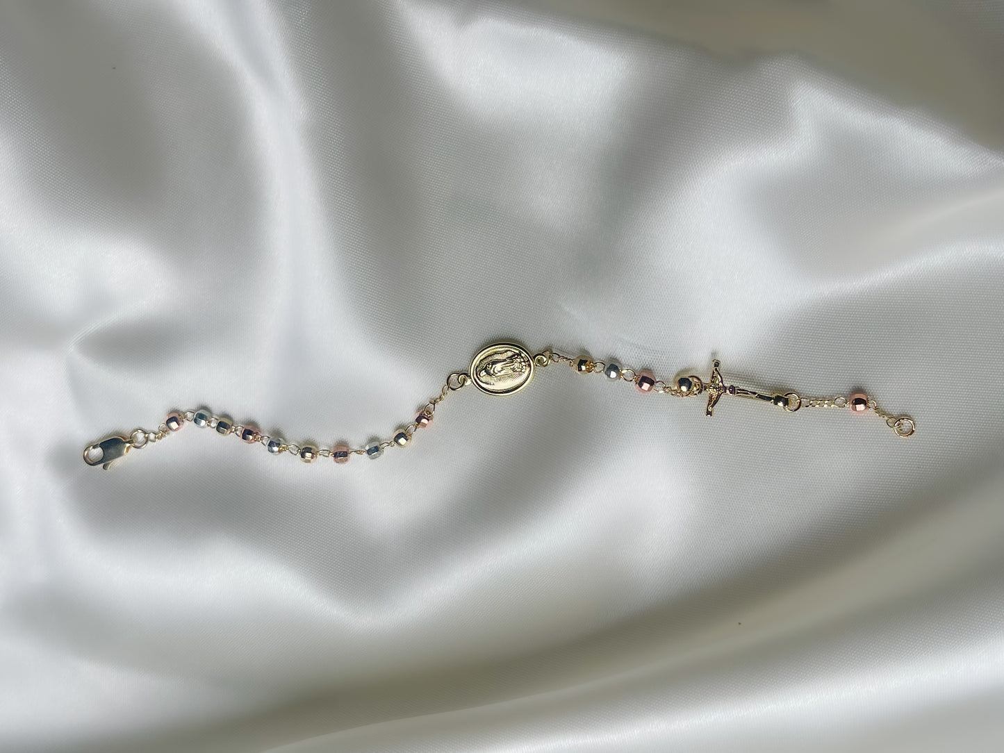 Gold Plated Beaded Rosary Bracelet