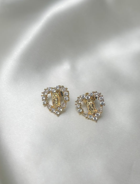 Gold and Silver Heart Shaped Earrings